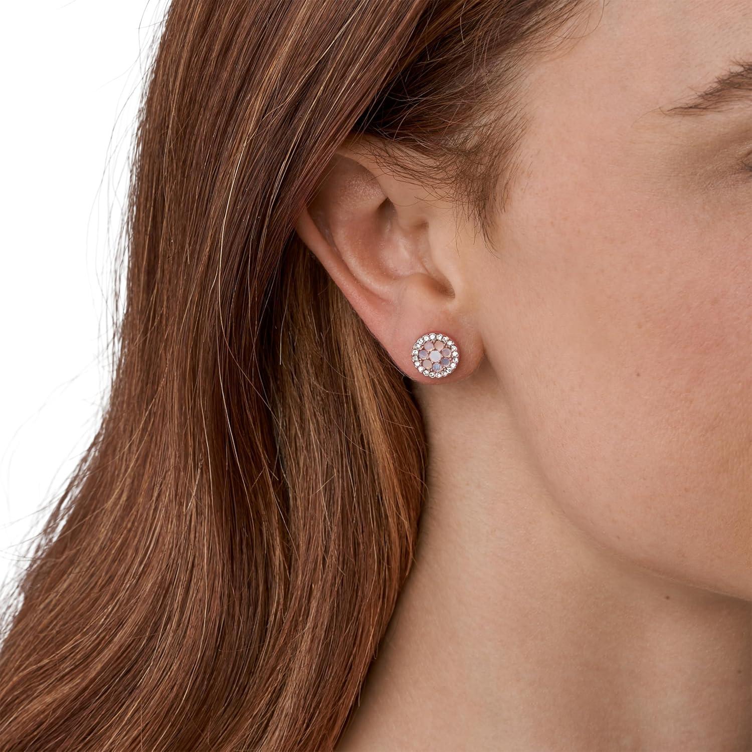 imageFossil Womens Sterling Silver or Stainless Steel Stud Earrings for WomenRose Gold Mosaic Disc