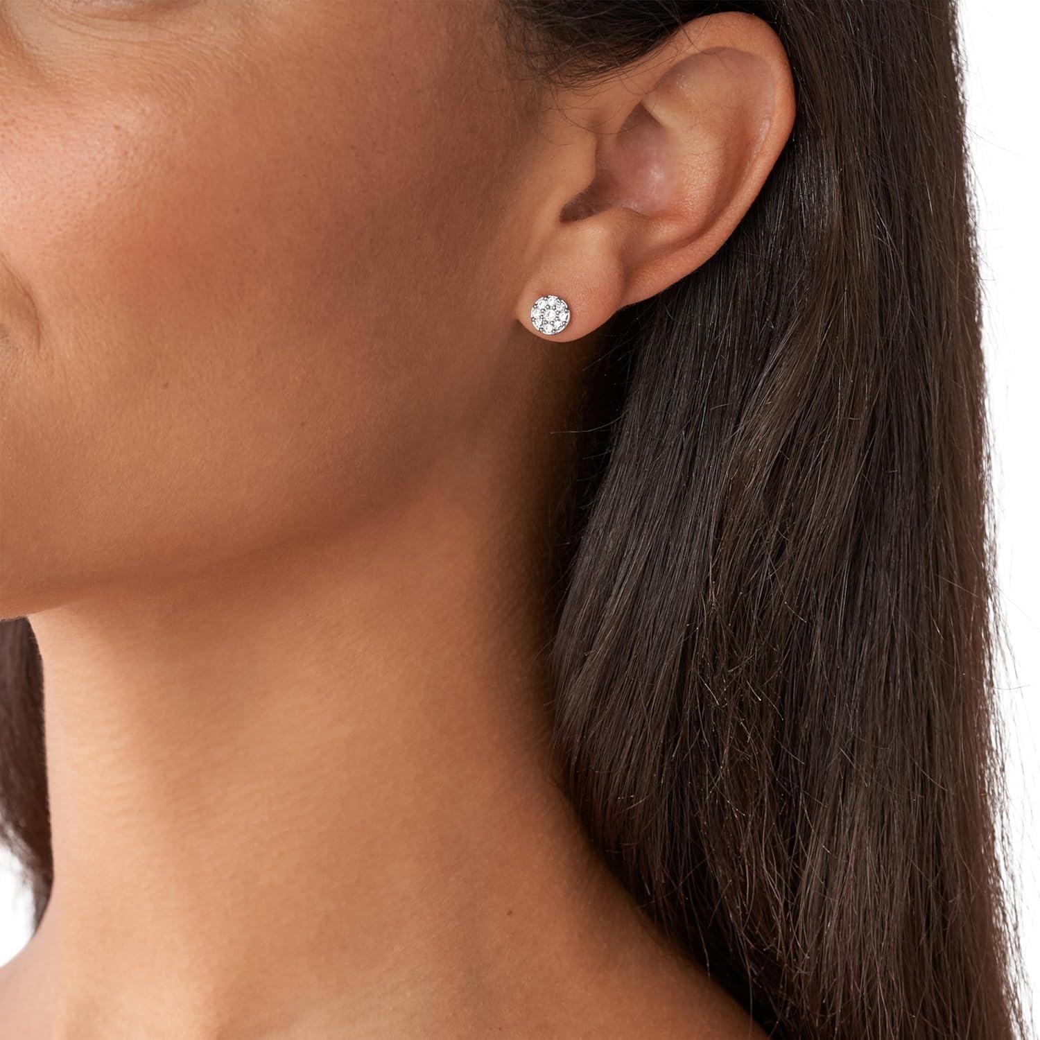 imageFossil Womens Sterling Silver or Stainless Steel Stud Earrings for WomenSilver Glitz Disc