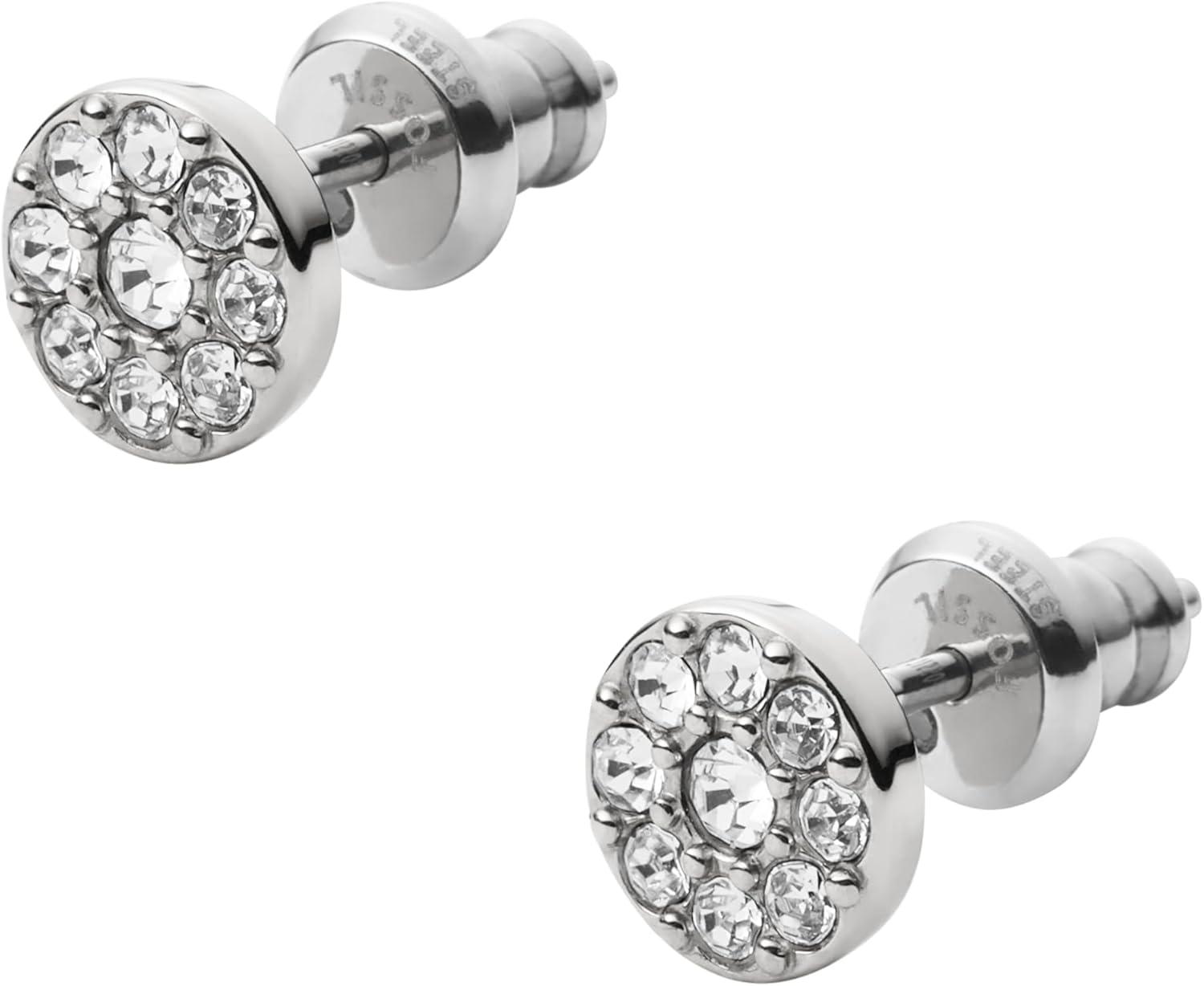 imageFossil Womens Sterling Silver or Stainless Steel Stud Earrings for WomenSilver Glitz Disc