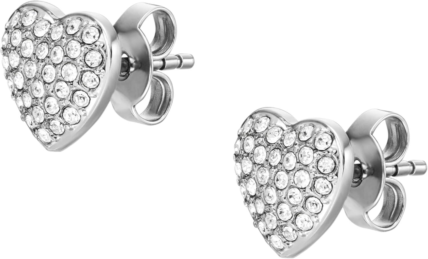 imageFossil Womens Sterling Silver or Stainless Steel Stud Earrings for WomenSilver Glitz Heart