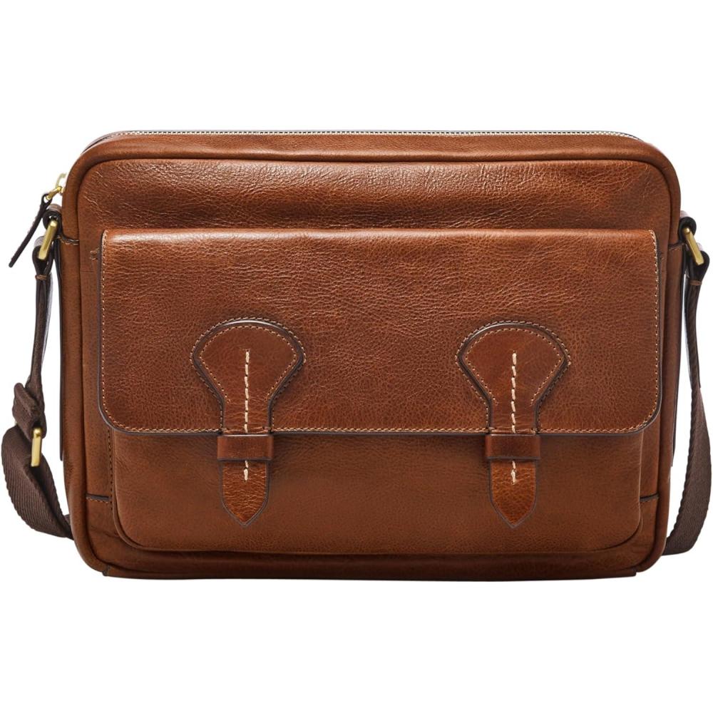 imageFossil Leather or Fabric Courier Messenger Bag for MenBennet Brown