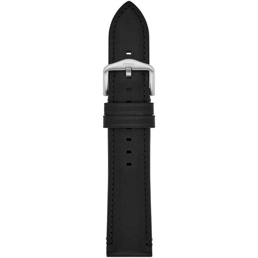 imageFossil Mens 22mm Dark Brown LiteHide Leather Watch BandBlack LeatherSilver