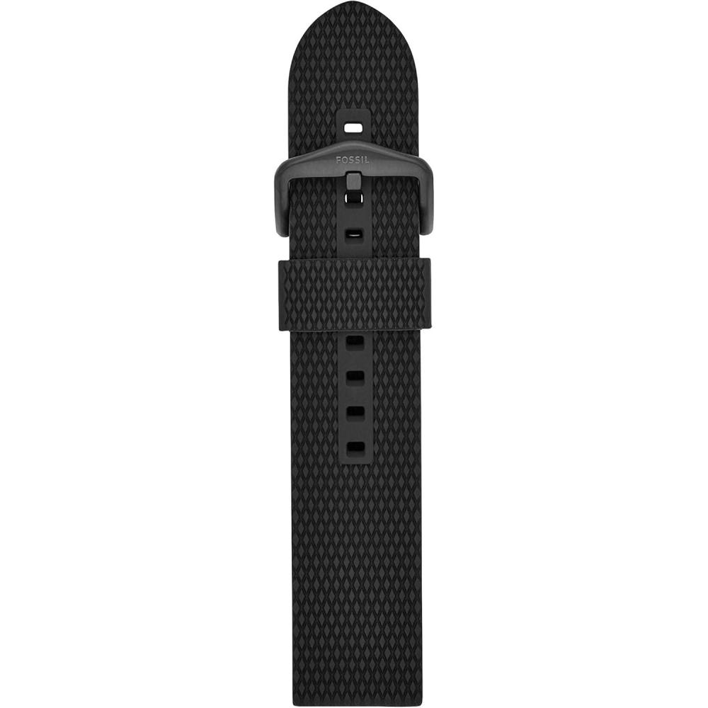 imageFossil Mens 22mm Dark Brown LiteHide Leather Watch BandBlack SiliconeBlack