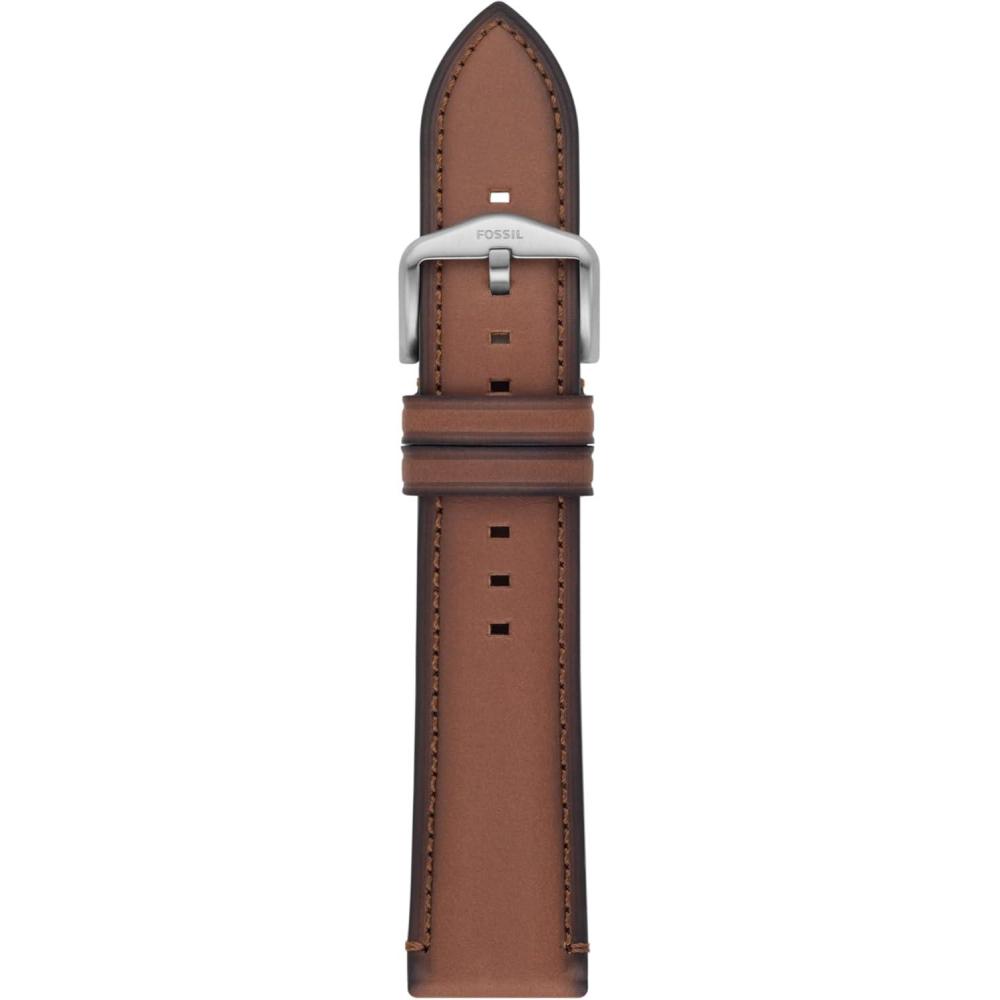 imageFossil Mens 22mm Dark Brown LiteHide Leather Watch BandBrown Burnished LeatherSilver