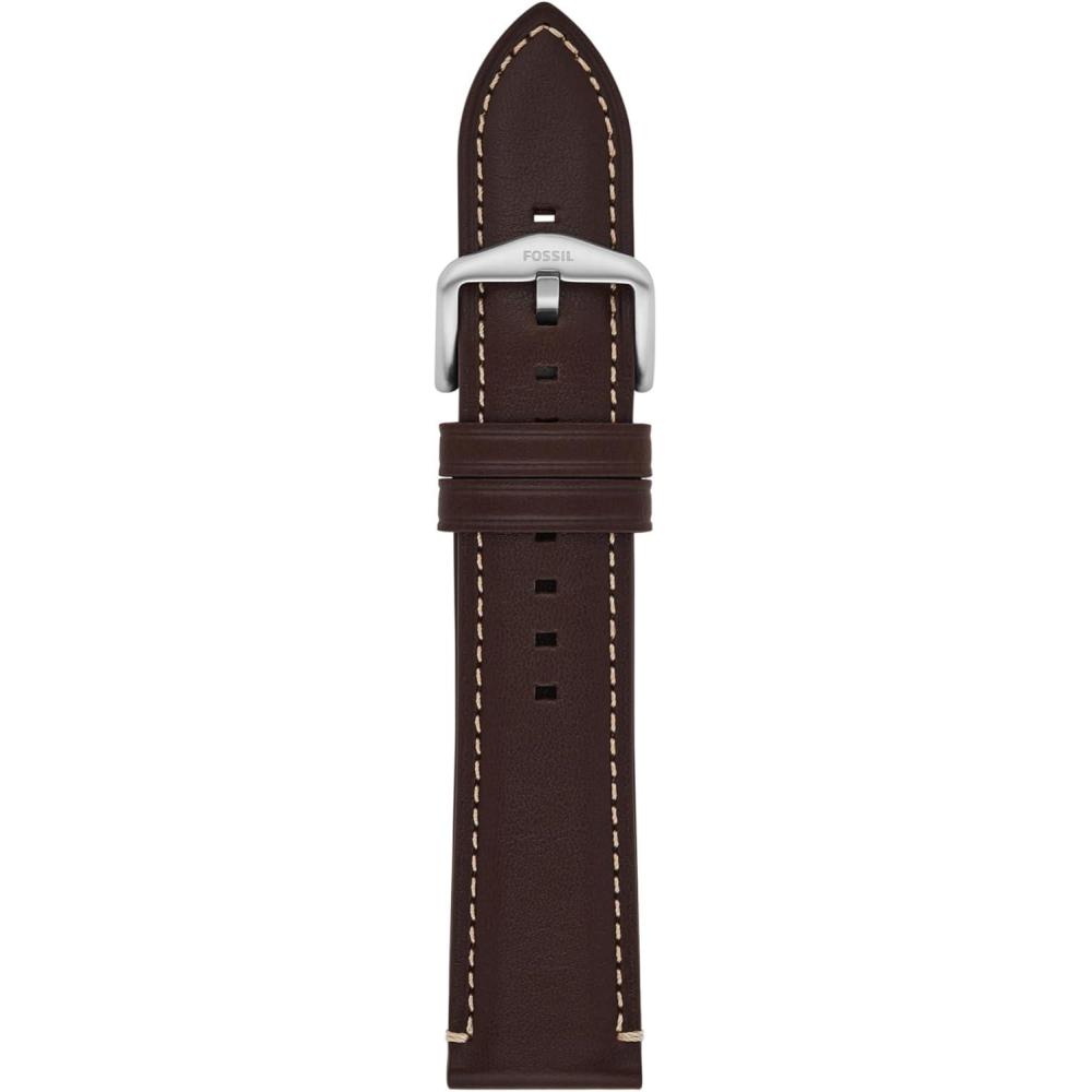 imageFossil Mens 22mm Dark Brown LiteHide Leather Watch BandBrown LeatherSilver