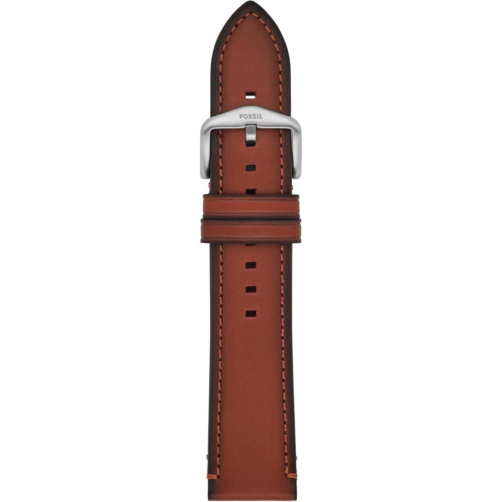 imageFossil Mens 22mm Dark Brown LiteHide Leather Watch BandLight Brown LeatherSilver