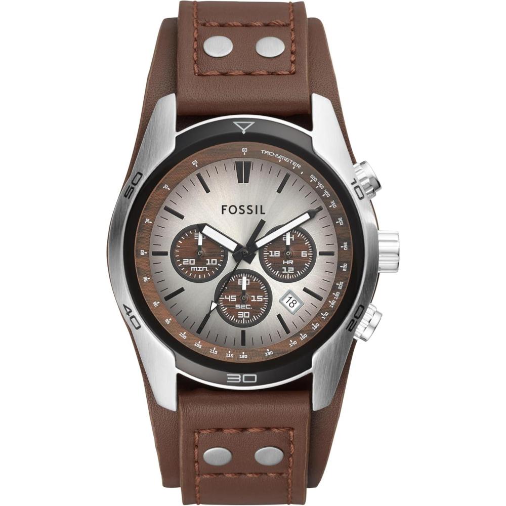 imageFossil Mens Coachman Quartz Stainless Steel and Leather Chronograph WatchBrown