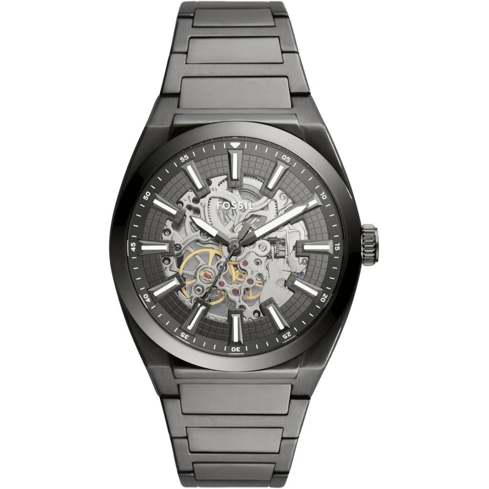 imageFossil Mens Everett Automatic Stainless Steel ThreeHand WatchSmoke Gray