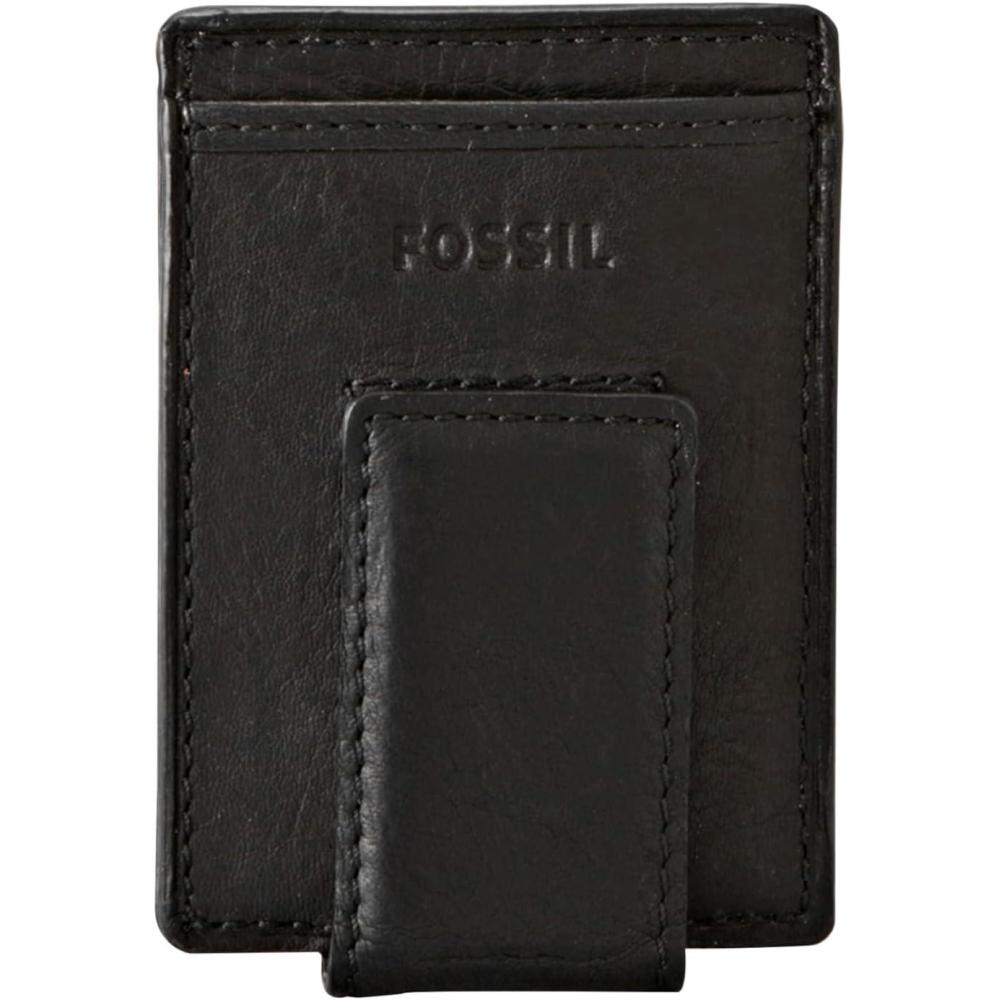 imageFossil Mens Ingram Leather Magnetic Card Case with Money Clip Wallet Brown Model ML3235200Ingram Black
