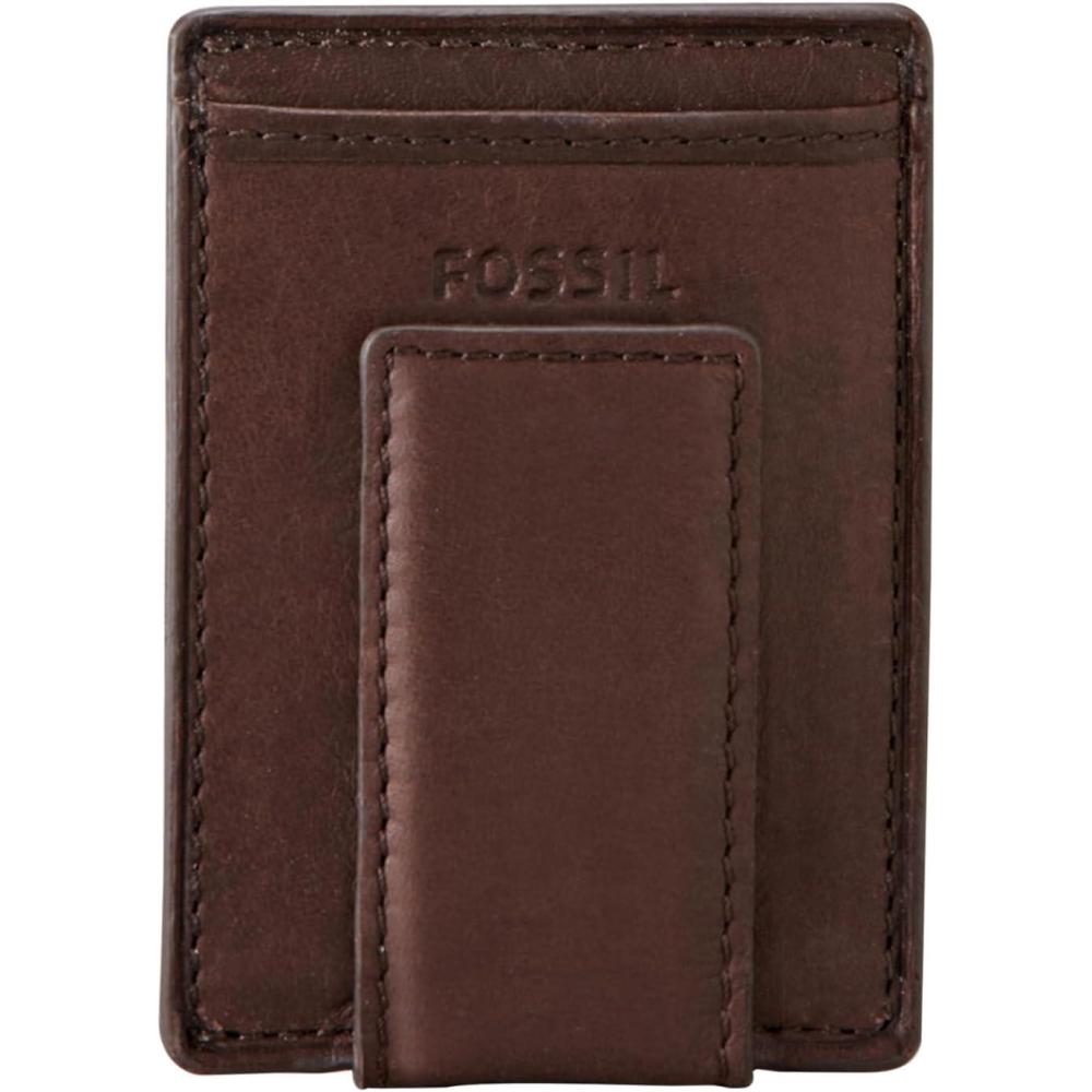 imageFossil Mens Ingram Leather Magnetic Card Case with Money Clip Wallet Brown Model ML3235200Ingram Brown
