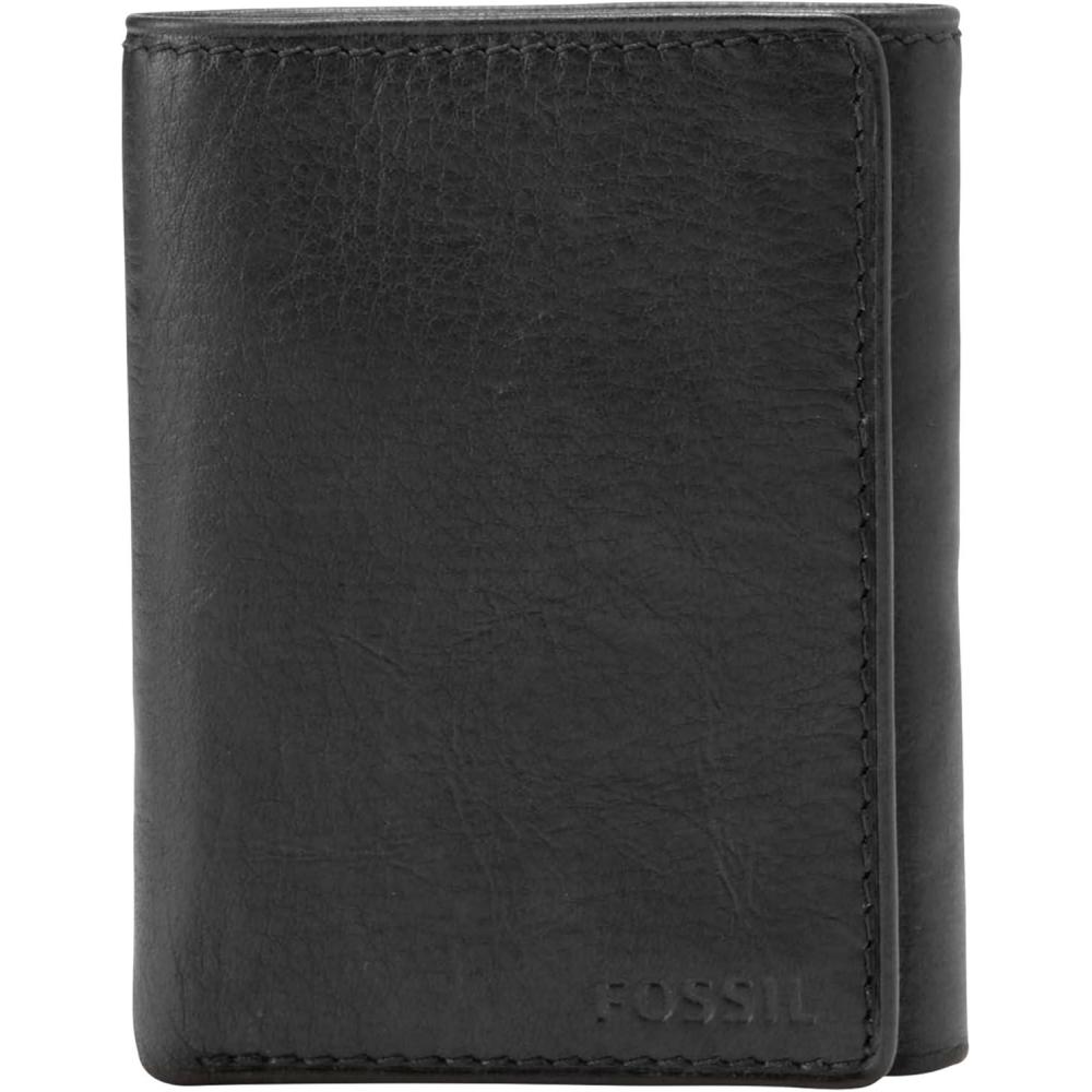 imageFossil Mens Ingram Leather Trifold with ID Window Wallet Brown Model ML3289200Ingram Black