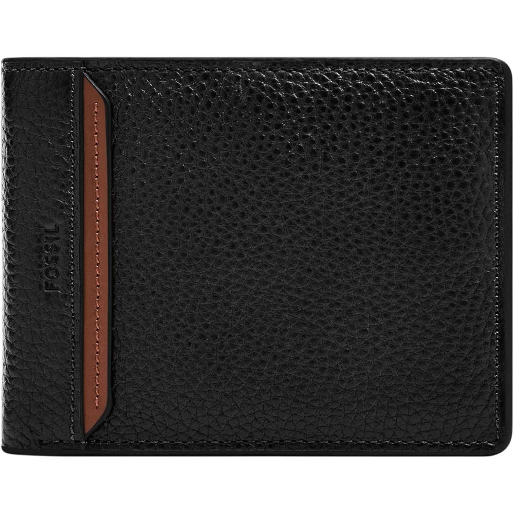 imageFossil Mens Leather Bifold Wallet with Flip ID Window for MenHuntington Black
