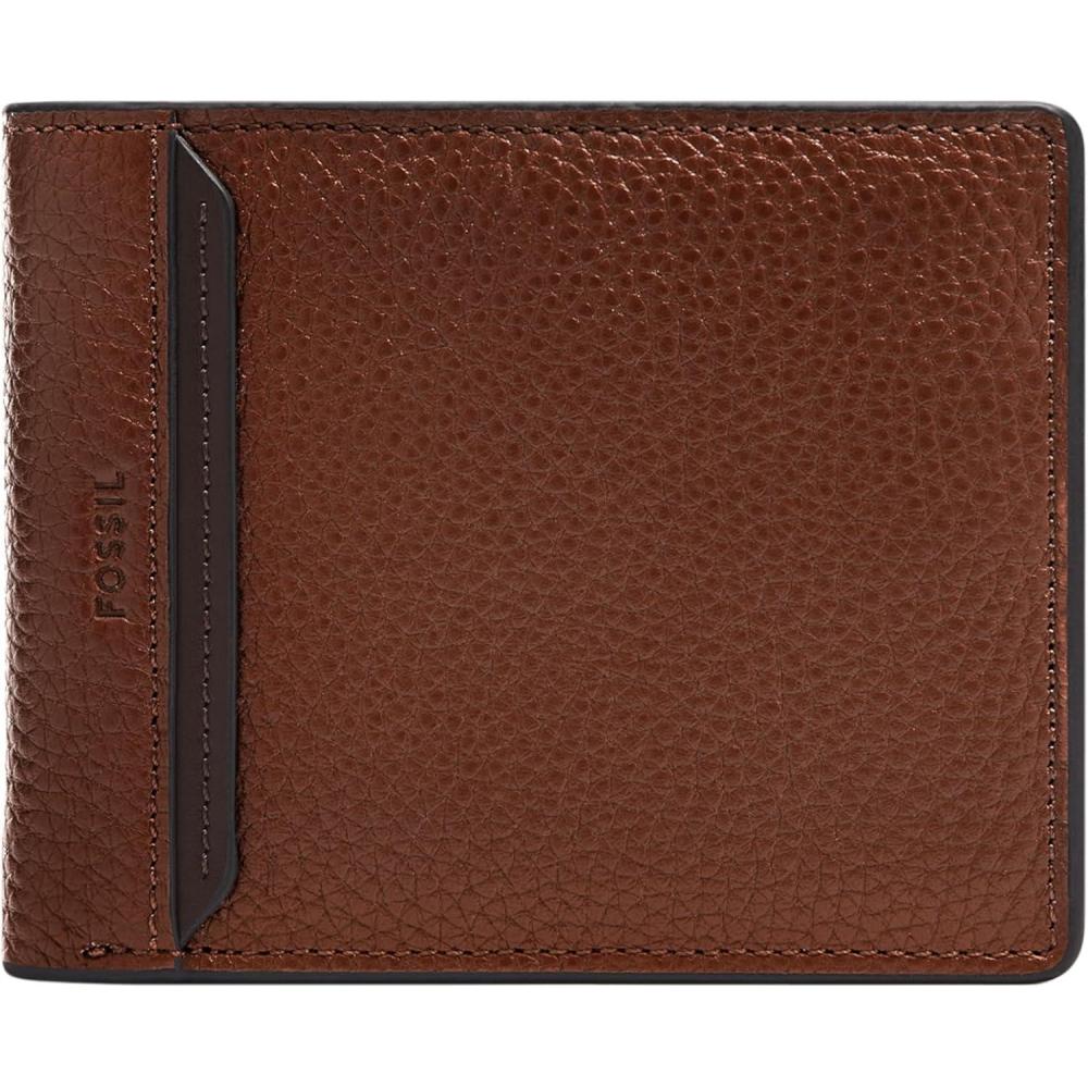 imageFossil Mens Leather Bifold Wallet with Flip ID Window for MenHuntington Brown