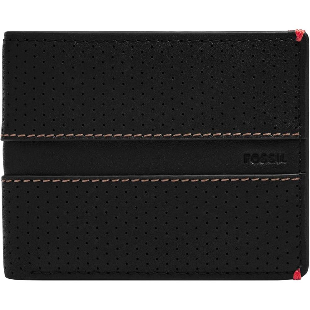 imageFossil Mens Leather Bifold Wallet with Flip ID Window for MenSport Tourer Black