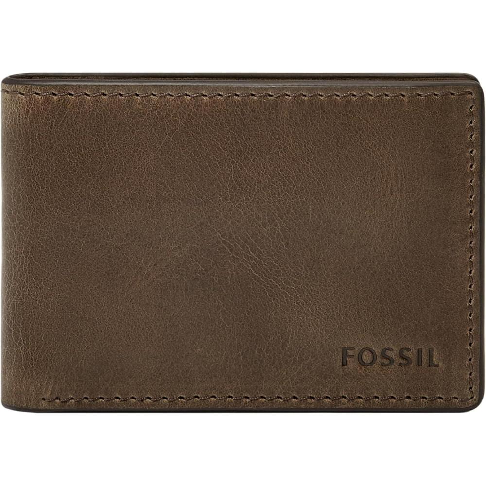 imageFossil Mens Leather Slim Minimalist Bifold Front Pocket Wallet for MenDark Khaki