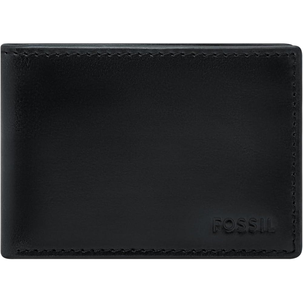 imageFossil Mens Leather Slim Minimalist Bifold Front Pocket Wallet for MenDerrick Black