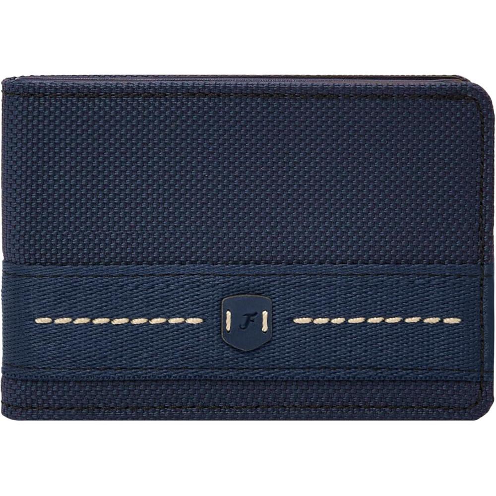 imageFossil Mens Leather Slim Minimalist Bifold Front Pocket Wallet for MenNavy