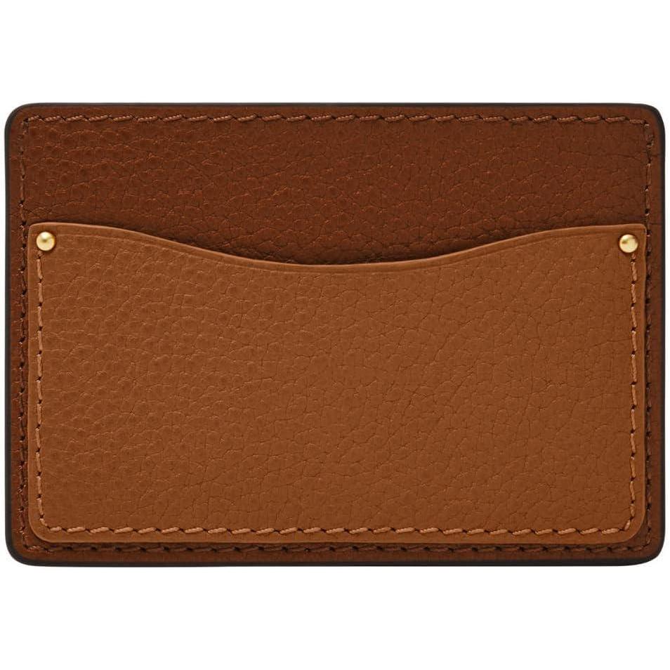 imageFossil Mens Leather Slim Minimalist Card Case Front Pocket WalletAnderson BrownSaddle