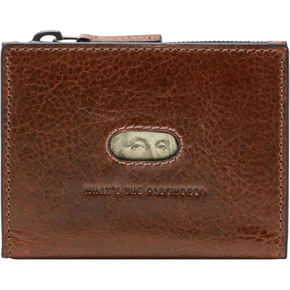 imageFossil Mens Leather Slim Minimalist Card Case Front Pocket WalletAndrew Cognac