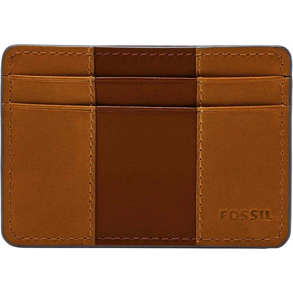 imageFossil Mens Leather Slim Minimalist Card Case Front Pocket WalletEverett Brown