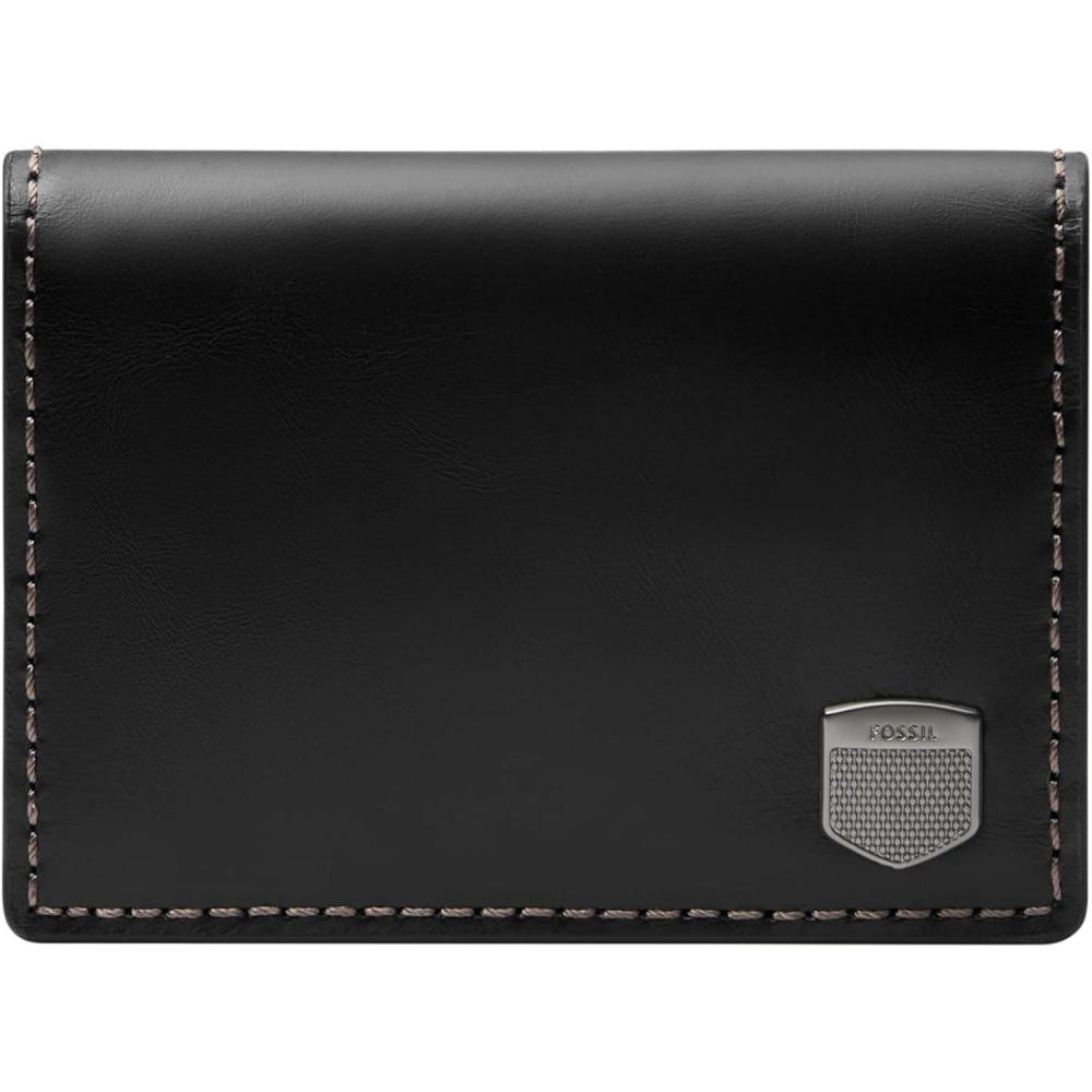 imageFossil Mens Leather Slim Minimalist Card Case Front Pocket WalletHayes Black