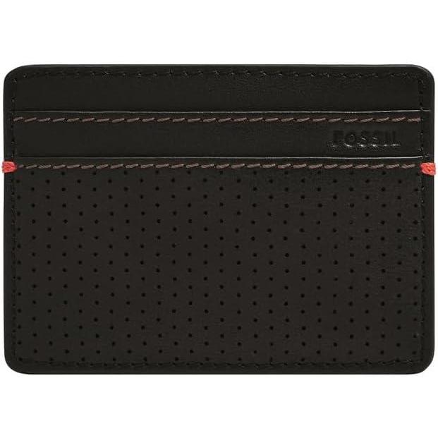 imageFossil Mens Leather Slim Minimalist Card Case Front Pocket WalletSport Tourer Black