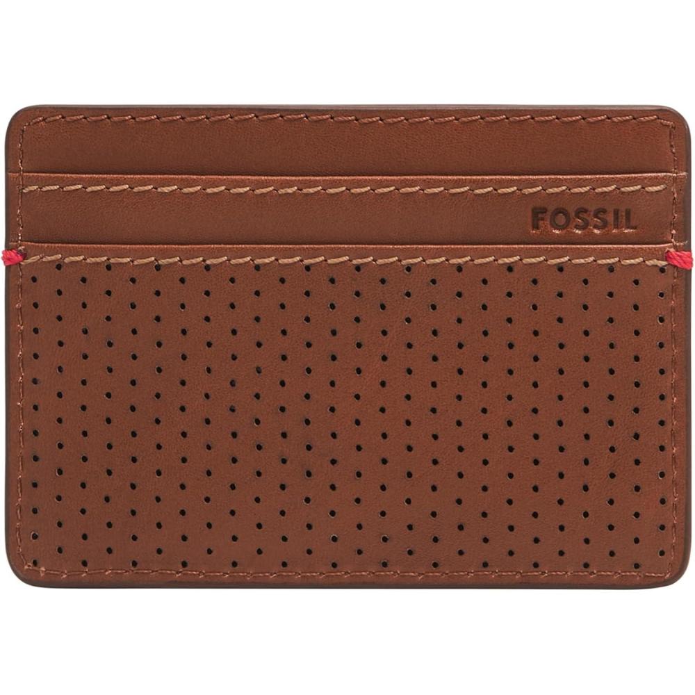imageFossil Mens Leather Slim Minimalist Card Case Front Pocket WalletSport Tourer Brown