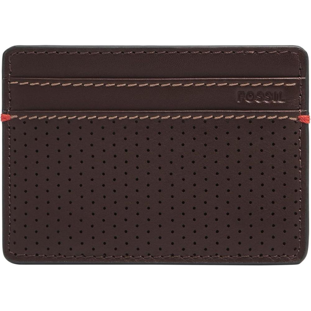 imageFossil Mens Leather Slim Minimalist Card Case Front Pocket WalletSport Tourer Mink Brown