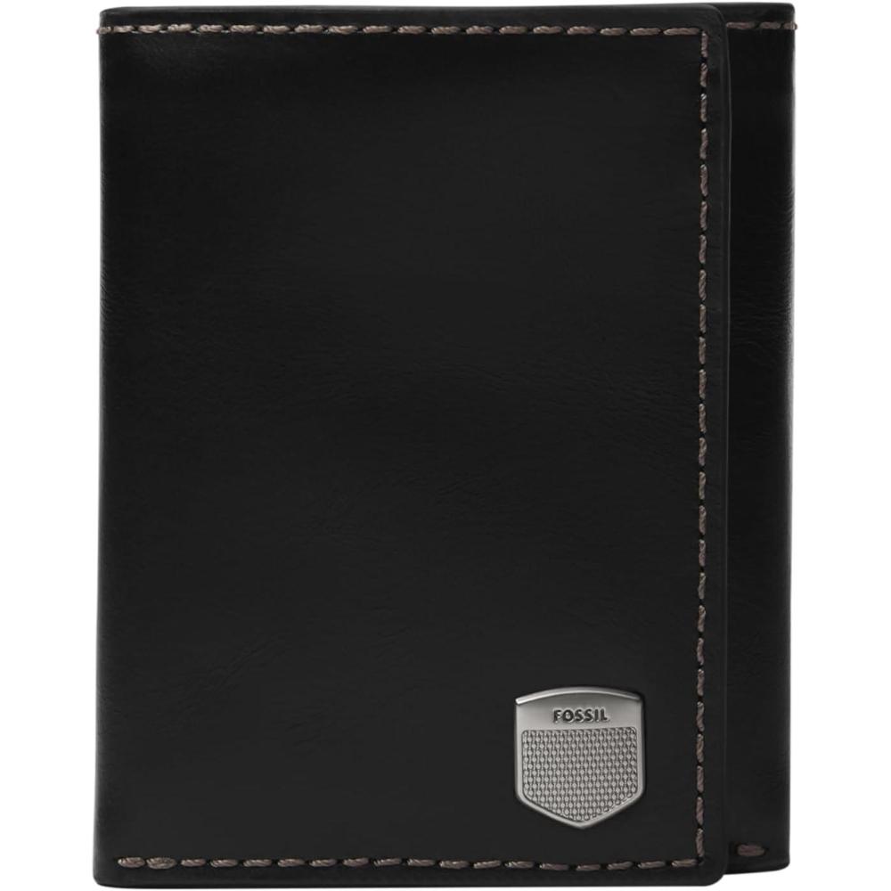 imageFossil Mens Leather Trifold Wallet for MenHayes Black