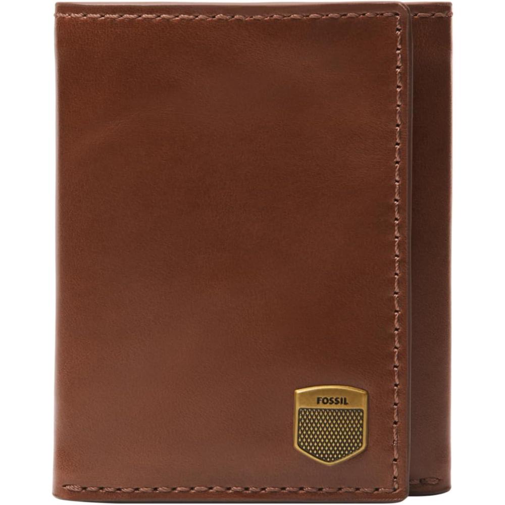 imageFossil Mens Leather Trifold Wallet for MenHayes Brown