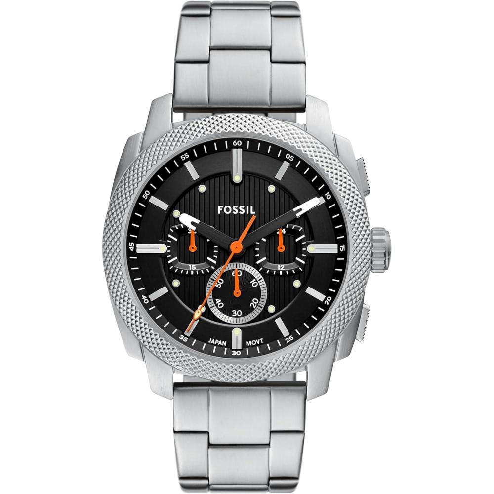 imageFossil Mens Machine Chronograph Stainless Steel WatchSilverBlack