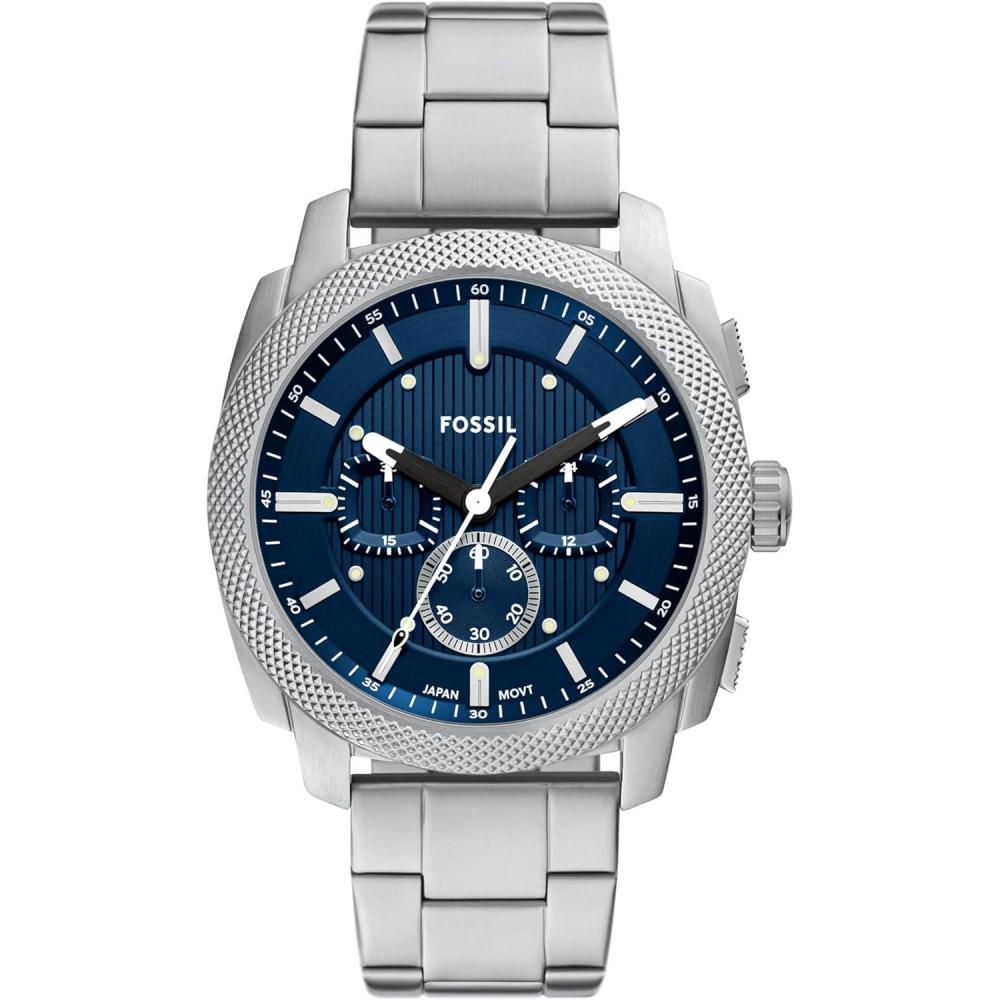 imageFossil Mens Machine Chronograph Stainless Steel WatchSilverBlue