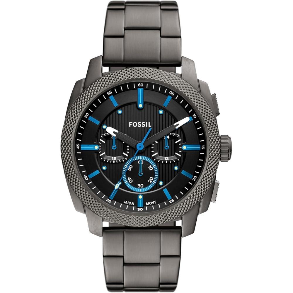 imageFossil Mens Machine Chronograph Stainless Steel WatchSmoke GrayBlue