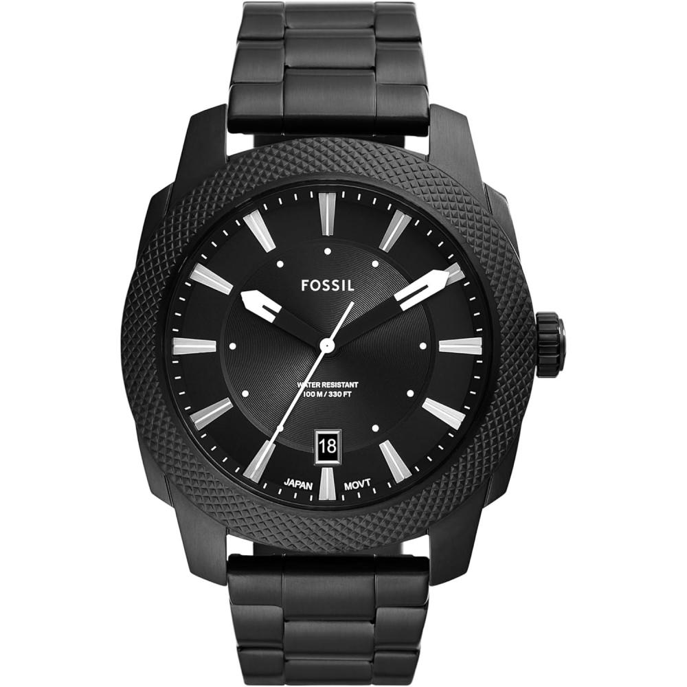 imageFossil Mens Machine Quartz Stainless Steel ThreeHand Watch49mm Black