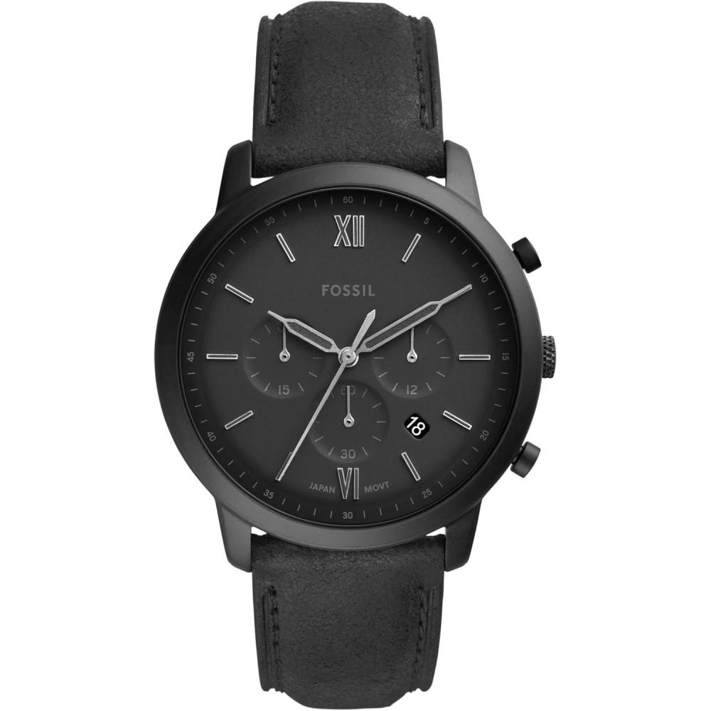 imageFossil Mens Neutra Quartz Stainless Steel and Leather Chronograph WatchBlack Leather