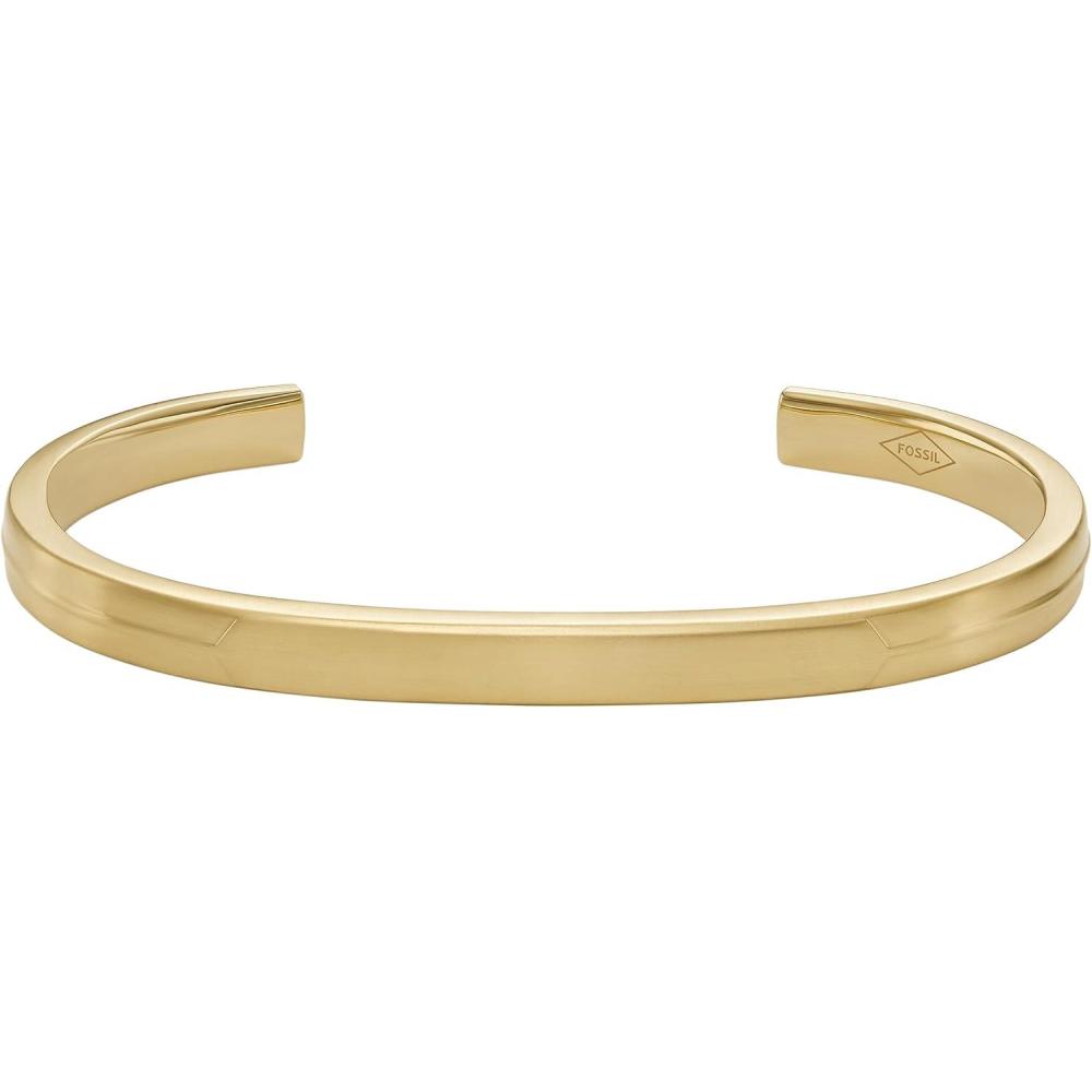 imageFossil Mens Plated Stainless Steel Engravable Personalized Gift ID Chain or Cuff Bracelet for MenGold Smooth Cuff