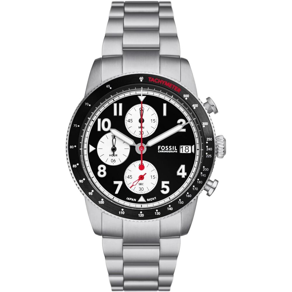 imageFossil Mens Sport Tourer Quartz Stainless Steel Chronograph WatchSilverBlack