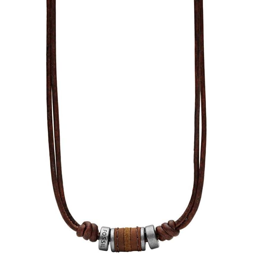 imageFossil Mens Stainless Steel or Leather Necklace for MenBrown