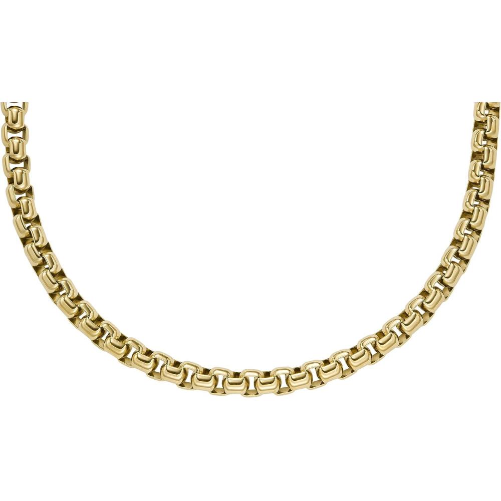 imageFossil Mens Stainless Steel or Leather Necklace for MenGold Box Chain