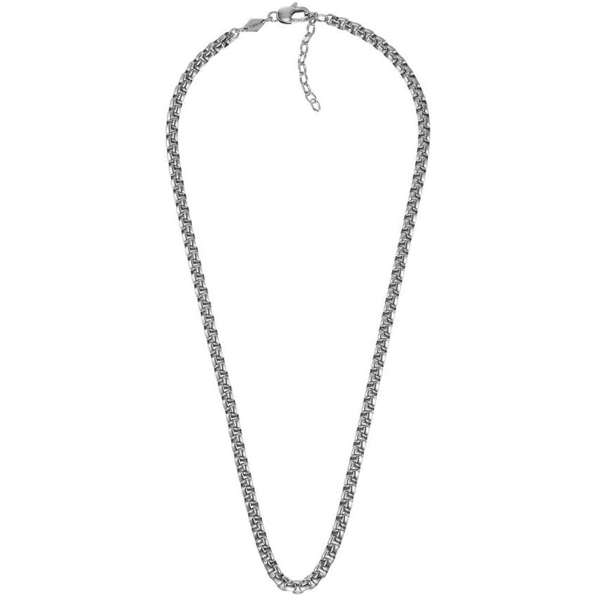 imageFossil Mens Stainless Steel or Leather Necklace for MenSilver Box Chain