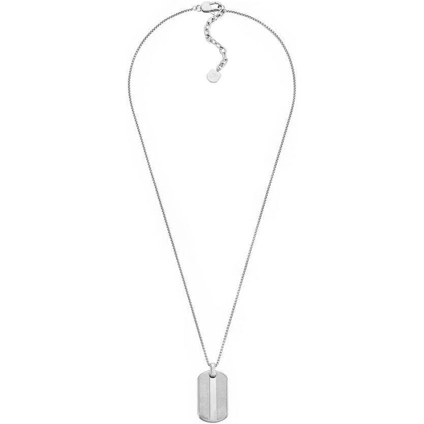imageFossil Mens Stainless Steel or Leather Necklace for MenSilver Knox Knurled Dog Tag