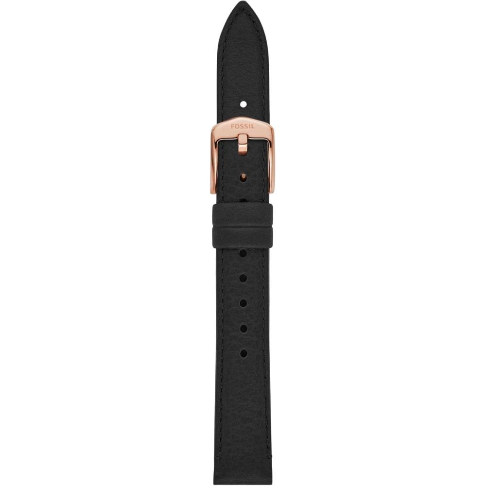 imageFossil Stainless Steel Interchangeable Watch Band StrapBlack LeatherRose Gold