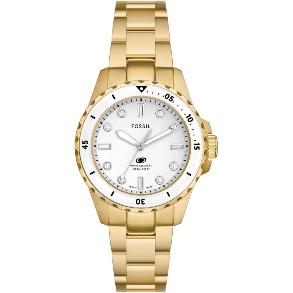 imageFossil Womens Blue Dive Quartz Stainless Steel ThreeHand WatchGoldWhite