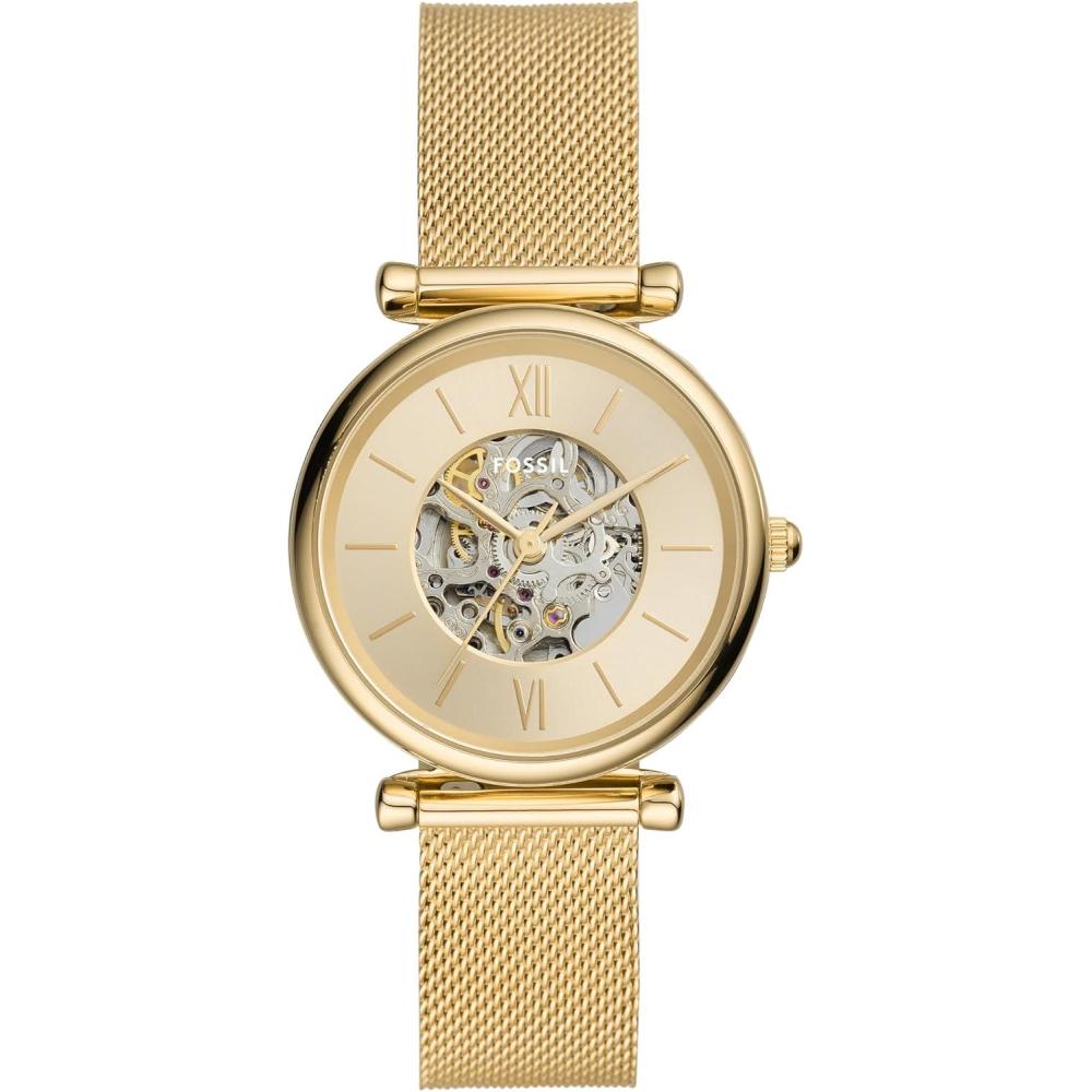 imageFossil Womens Carlie Automatic Stainless Steel Mesh ThreeHand WatchGold Mesh