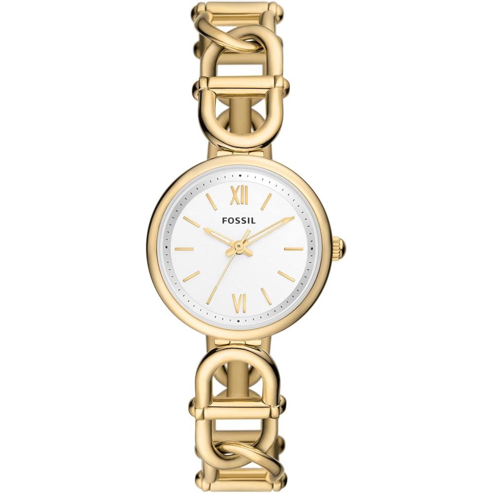 imageFossil Womens Carlie Quartz Stainless Steel ThreeHand WatchGold ChainWhite
