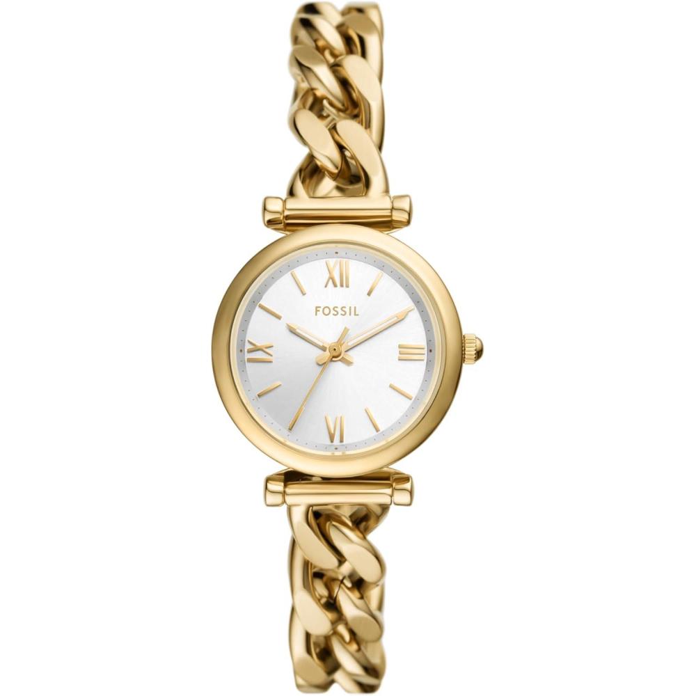 imageFossil Womens Carlie Quartz Stainless Steel ThreeHand WatchGold Curb Chain