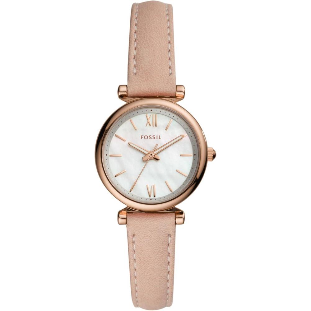 imageFossil Womens Carlie Quartz Stainless Steel ThreeHand WatchPink LeatherRose Gold