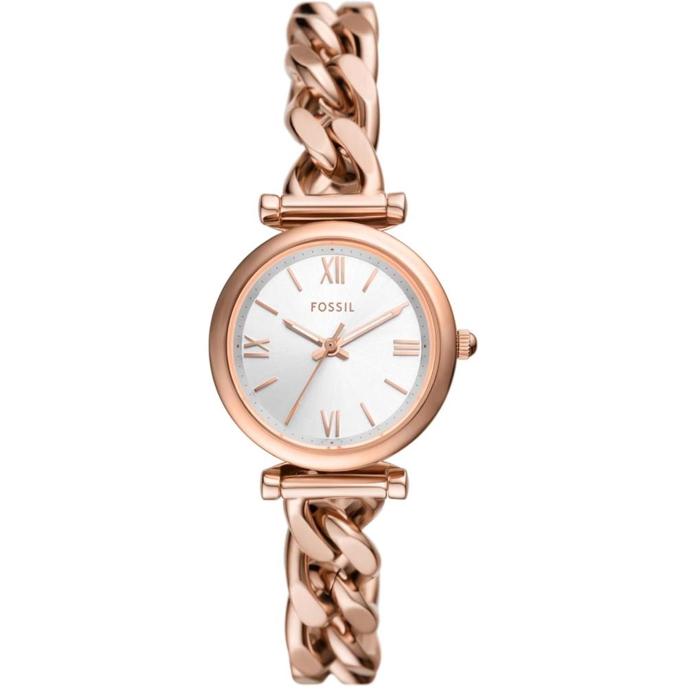 imageFossil Womens Carlie Quartz Stainless Steel ThreeHand WatchRose Gold Curb Chain