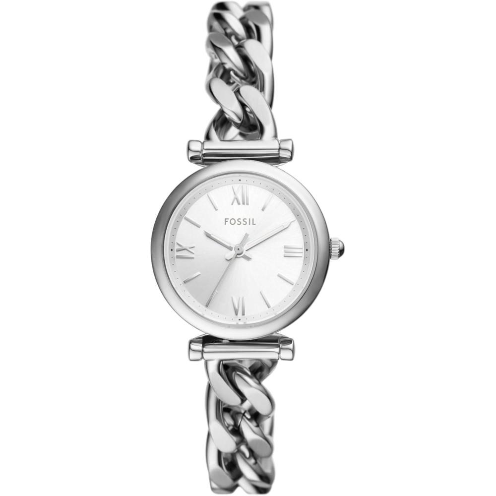 imageFossil Womens Carlie Quartz Stainless Steel ThreeHand WatchSilver Curb Chain
