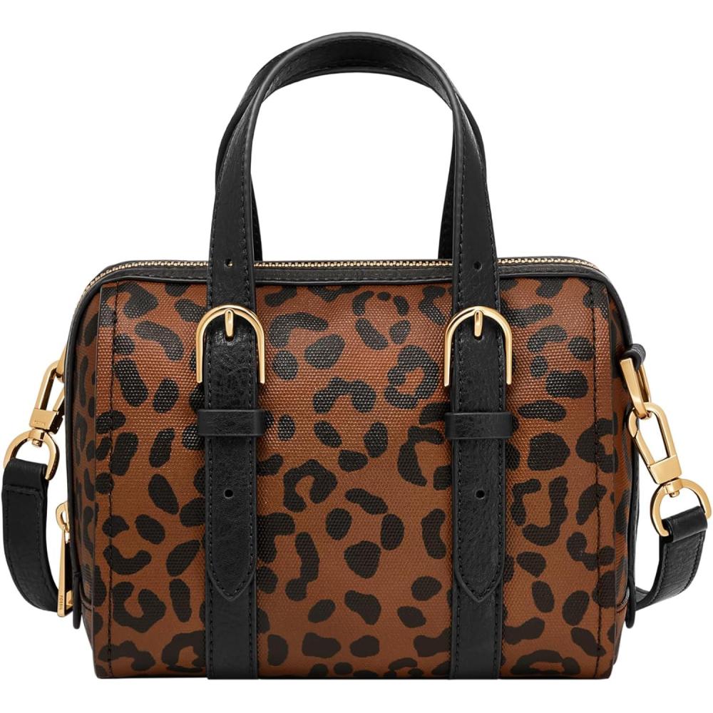 imageFossil Womens Carlie Satchel HandbagBlackLeopard